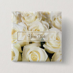 Badge Carré 5 Cm Modèle blanc Rose Elegance