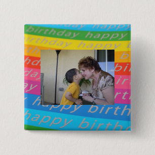 Badge Carré 5 Cm Modèle de bouton/épingle de photo d'anniversaire