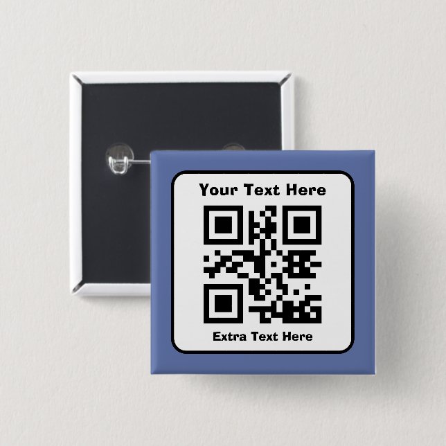 Badge Carré 5 Cm Modèle de code QR scannable avec texte modifiable (Devant & derrière)