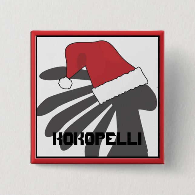 Badge Carré 5 Cm Modèle de Noël Kokopelli (Devant)
