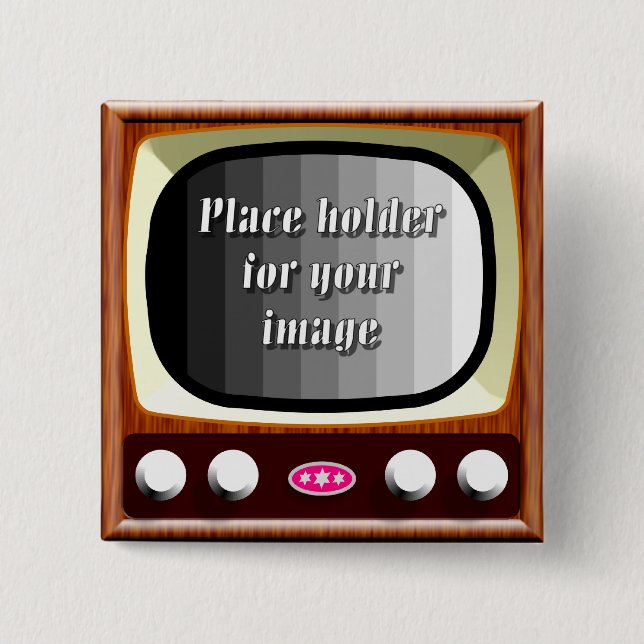 Badge Carré 5 Cm modèle de télévision de les années 50 (Devant)