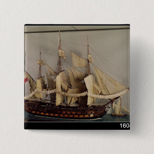 Badge Carré 5 Cm Modèle du bateau 'L'Achille (Devant)