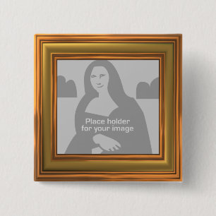 Badge Carré 5 Cm Modèle Gold Frame