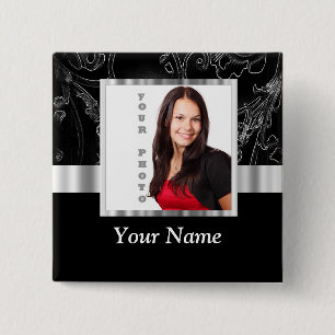 Badge Carré 5 Cm Modèle instagram baroque noir