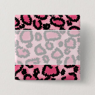 Badge Carré 5 Cm Modèle rose et noir d'empreinte de léopard