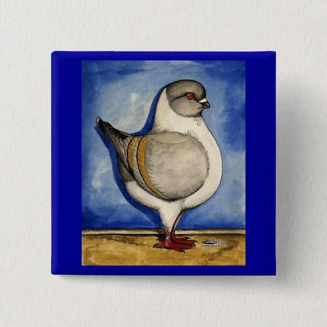 Badge Carré 5 Cm Modena Silver Gazzi Pigeon (Devant)