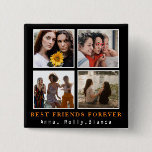 Badge Carré 5 Cm Modern Best Friends Forever Photo Collage   Bestie