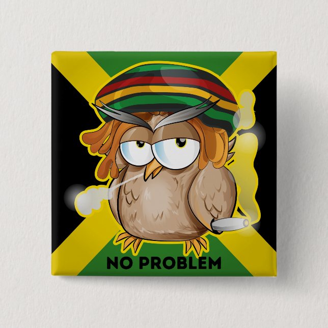 Badge Carré 5 Cm Modern Funny Jamaica No Problem (Devant)