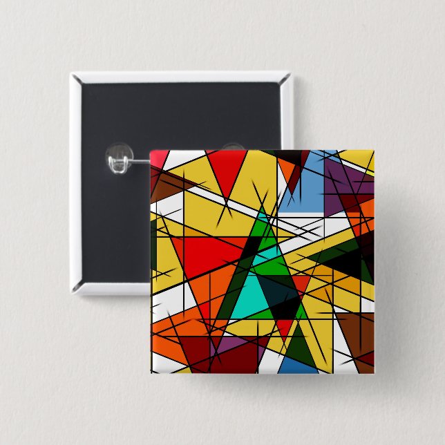 Badge Carré 5 Cm Modern Triangle Colorful Geometric  (Devant & derrière)