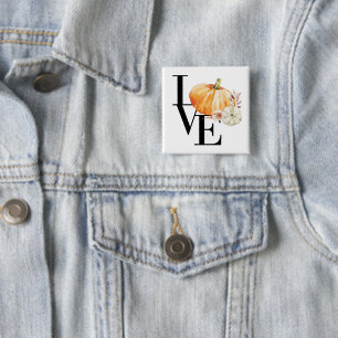 Badge Carré 5 Cm Modern Watercolor Orange Pumkin With Love