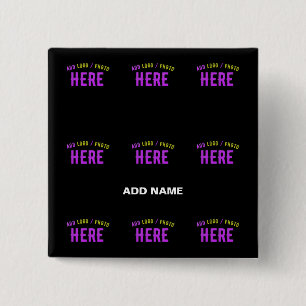 BADGE CARRÉ 5 CM MODERNE ET MODERNE PERSONNALISABLE NOIR VÉRIFIÉ