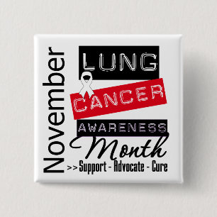 Badge Carré 5 Cm Mois de conscience de cancer de poumon