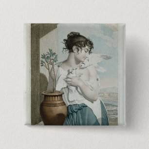 Badge Carré 5 Cm Mois germinal et septième de calendrier