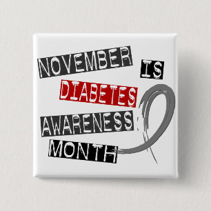 Badge Carré 5 Cm Mois L1 de conscience de diabète