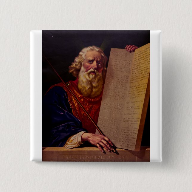 Badge Carré 5 Cm Moïse le prophète sur le mont Sinaï – Épopée haute (Devant)