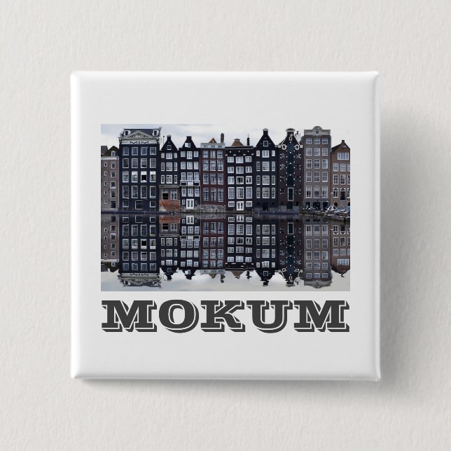 Badge Carré 5 Cm Mokum (Amsterdam) (Devant)