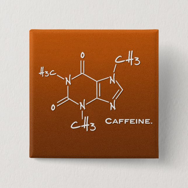 Badge Carré 5 Cm Molécule de Caffiene (constitution chimique) (Devant)