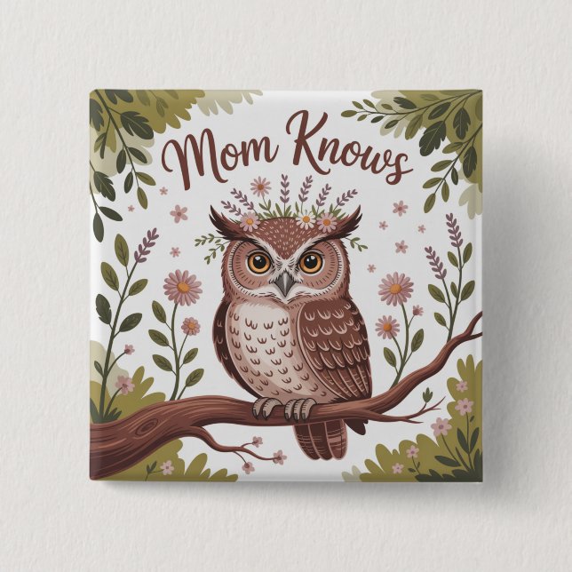 Badge Carré 5 Cm Mom Knows (Devant)