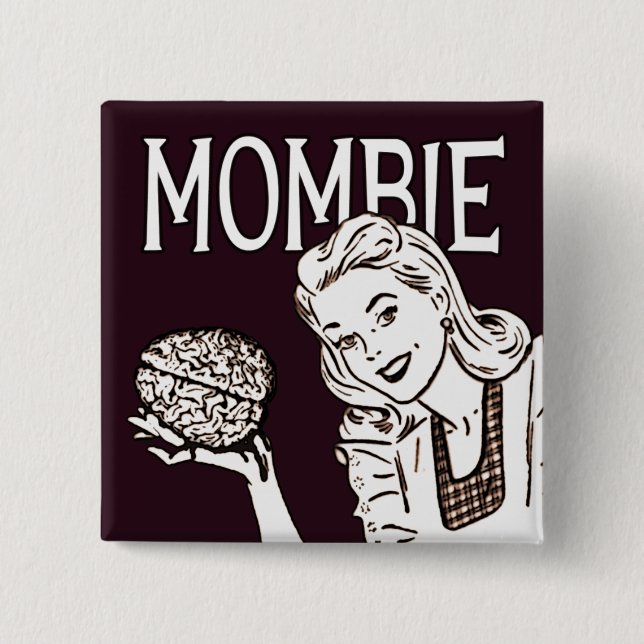 Badge Carré 5 Cm Mombie Retro Zombie (Devant)
