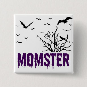Badge Carré 5 Cm Momster Purple Driple Police Flying Bats