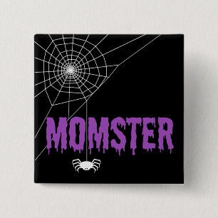 Badge Carré 5 Cm Momster Purple Driple Police Spider Web
