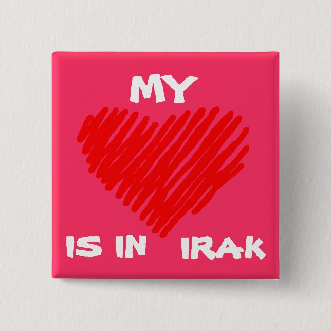 BADGE CARRÉ 5 CM MON AMOUR EN IRAK (Devant)