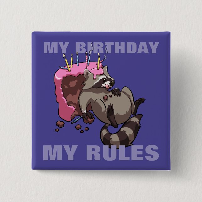 Badge Carré 5 Cm Mon Anniversaire Mes règles Carton de gâteau de Ra (Devant)