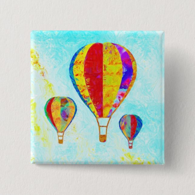 Badge Carré 5 Cm Mon beau bouton de ballons (Devant)