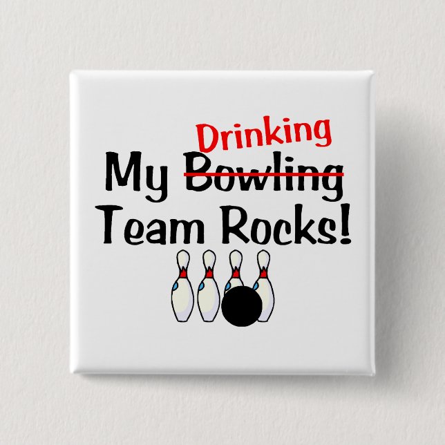 Badge Carré 5 Cm Mon Bowling (Boire) Team Rocks (Devant)
