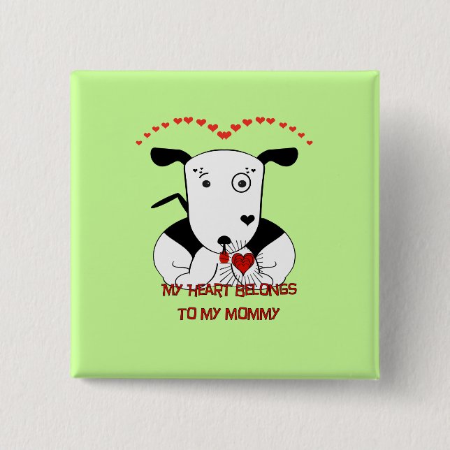 Badge Carré 5 Cm Mon coeur appartient à ma maman (Devant)