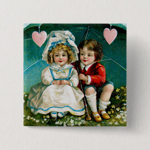 Badge Carré 5 Cm Mon Coeur bat Chaud...