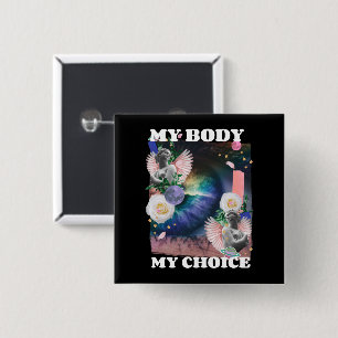 Badge Carré 5 Cm Mon corps Mon choix Droits des femmes Illustration