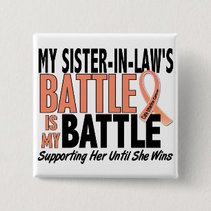 Badge Carré 5 Cm Mon de bataille Cancer utérin de belle-soeur trop