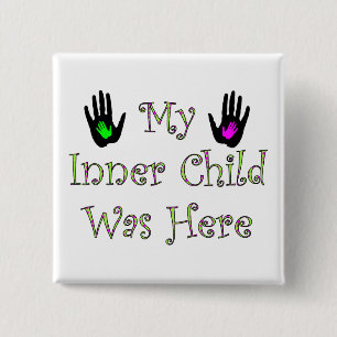 Badge Carré 5 Cm Mon enfant intérieur était ici à angle droit