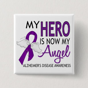 Badge Carré 5 Cm Mon héros est ma maladie d'Alzheimer d'ange