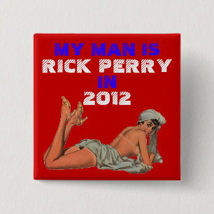Badge Carré 5 Cm mon homme est Rick Perry