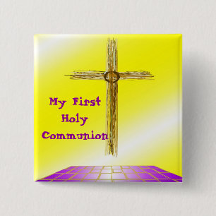 Badge Carré 5 Cm Mon premier Pin de bouton de sainte communion