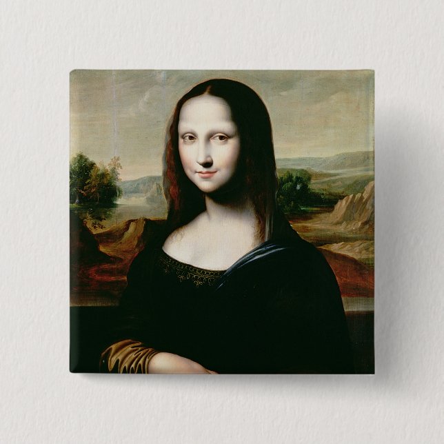 Badge Carré 5 Cm Mona Lisa, copie de la peinture par Leonardo DA (Devant)