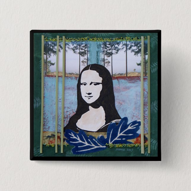 Badge Carré 5 Cm Mona Lisa dans le pays (Devant)