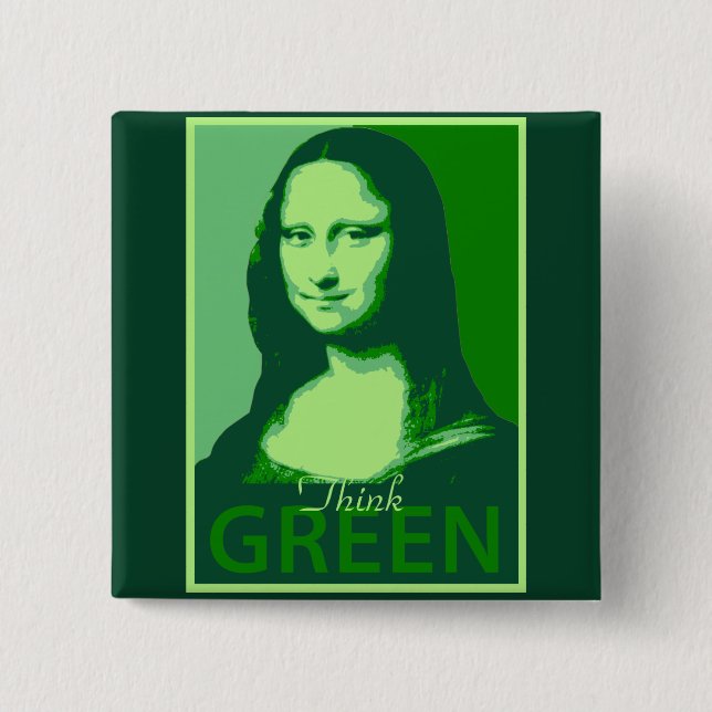 Badge Carré 5 Cm Mona Lisa est verte (Devant)