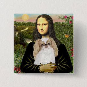 Badge Carré 5 Cm Mona Lisa - Japonaise Chin (L1)