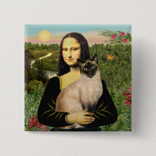 Badge Carré 5 Cm Mona Lisa - Seal Point Chat siamois