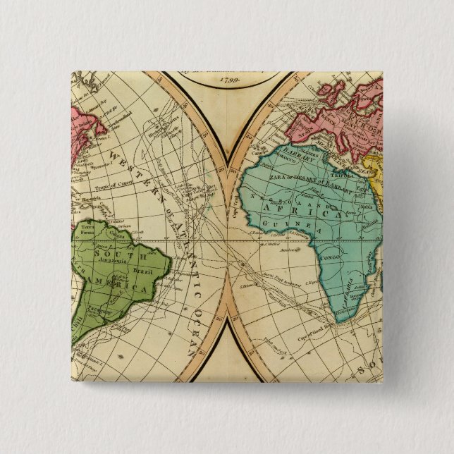 Badge Carré 5 Cm Monde 3 (Devant)