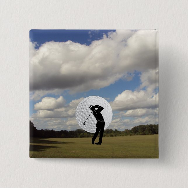 Badge Carré 5 Cm Monde de golf (Devant)