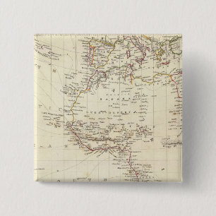 Badge Carré 5 Cm Monde, gnomonic proj I Africa et South Europe