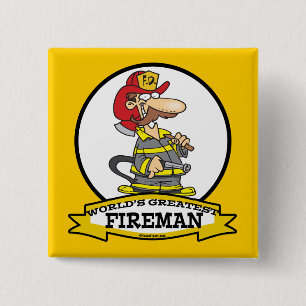 BADGE CARRÉ 5 CM MONDE LE PLUS GRAND FIREMAN II HOMME CARTOON