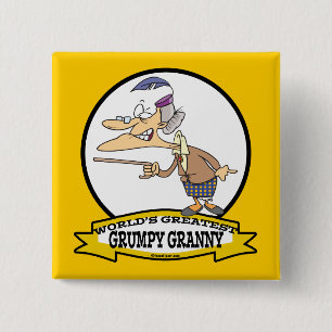 BADGE CARRÉ 5 CM MONDE LE PLUS GRAND GRUMPY GRANNY CARTOON