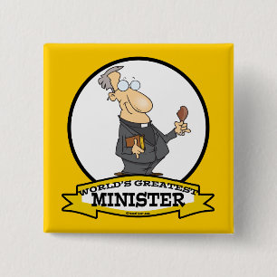 BADGE CARRÉ 5 CM MONDE LE PLUS GRAND MINISTRE CARTOON