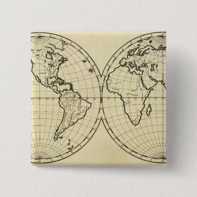 Badge Carré 5 Cm Mondial contour double hémisphère (Devant)