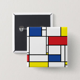 Badge Carré 5 Cm Mondrial Minimaliste Géométrique De Stijl Art Mo